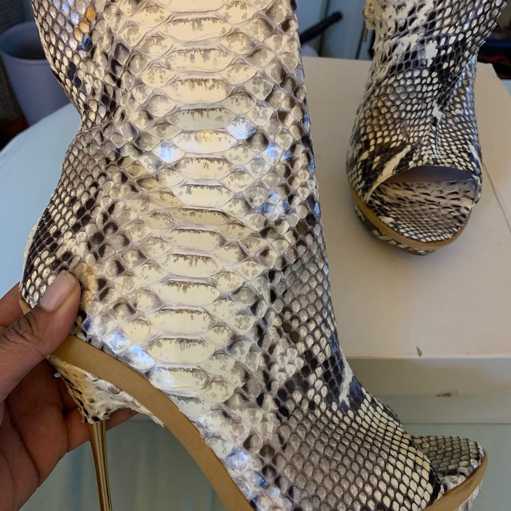Python peep toe boots